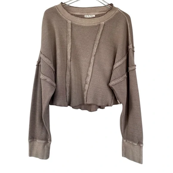 We The Free Oversized Cropped Ellie Thermal Size Large - Picture 1 of 4